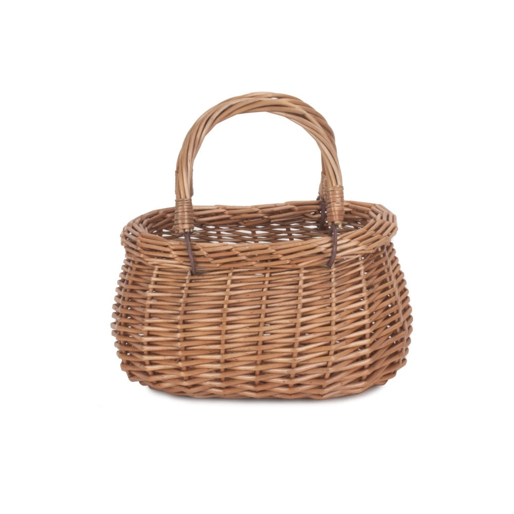 Light Steamed Wicker Swing Handled Coracle Shopping Basket-1
