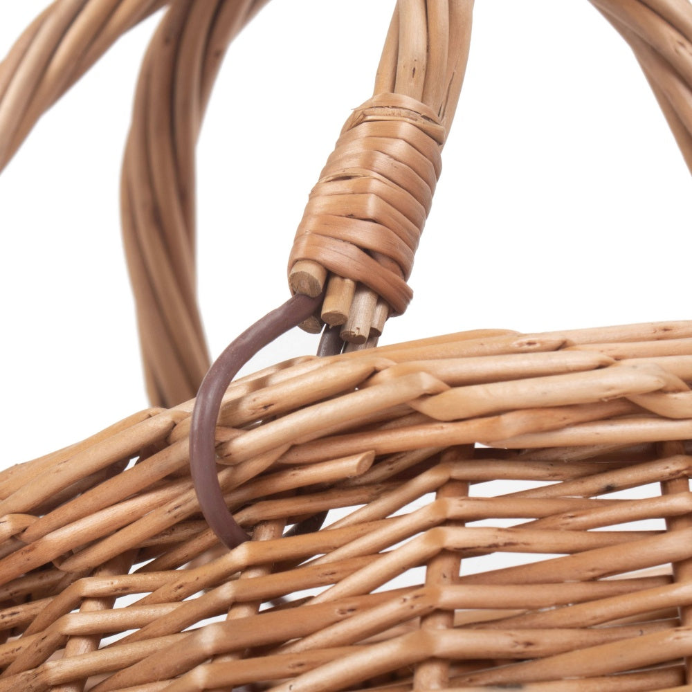 Light Steamed Wicker Swing Handled Coracle Shopping Basket-4