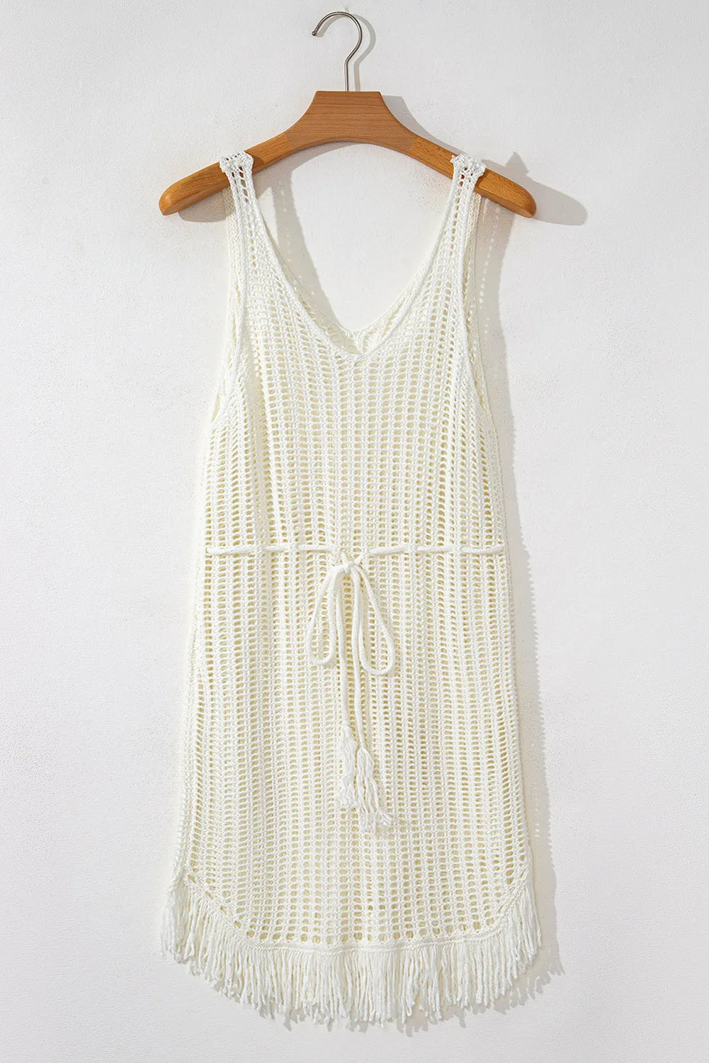 Crochet Fishnet Beach Cover-Up - White-4
