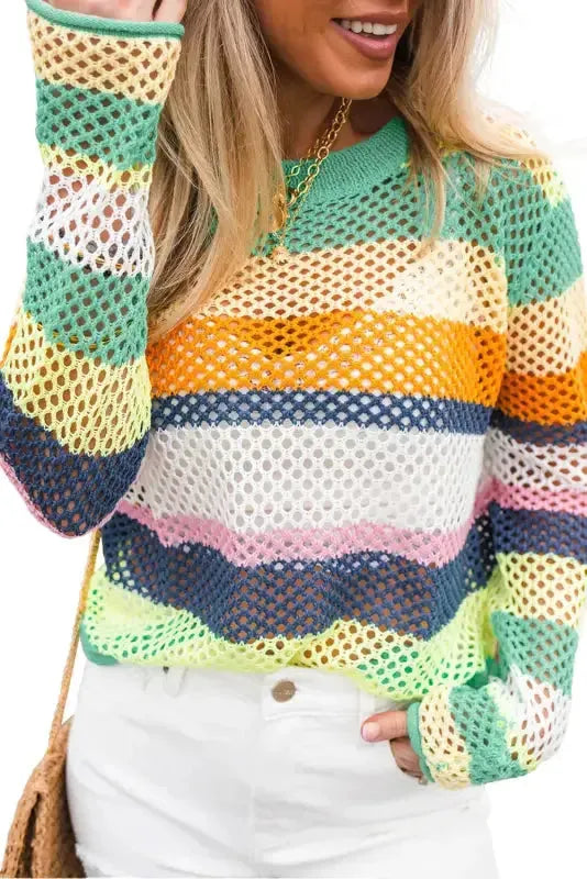 Eco Chic Crochet Eyelet Sweater-4