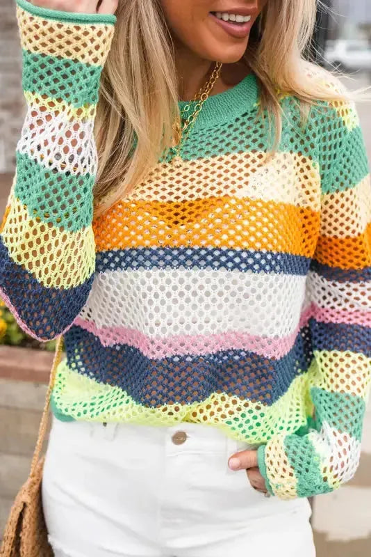 Eco Chic Crochet Eyelet Sweater-0