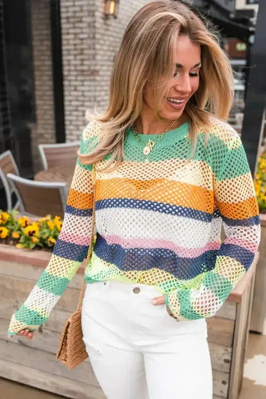 Eco Chic Crochet Eyelet Sweater-2
