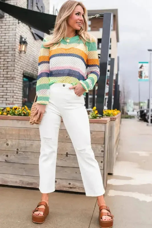 Eco Chic Crochet Eyelet Sweater-3