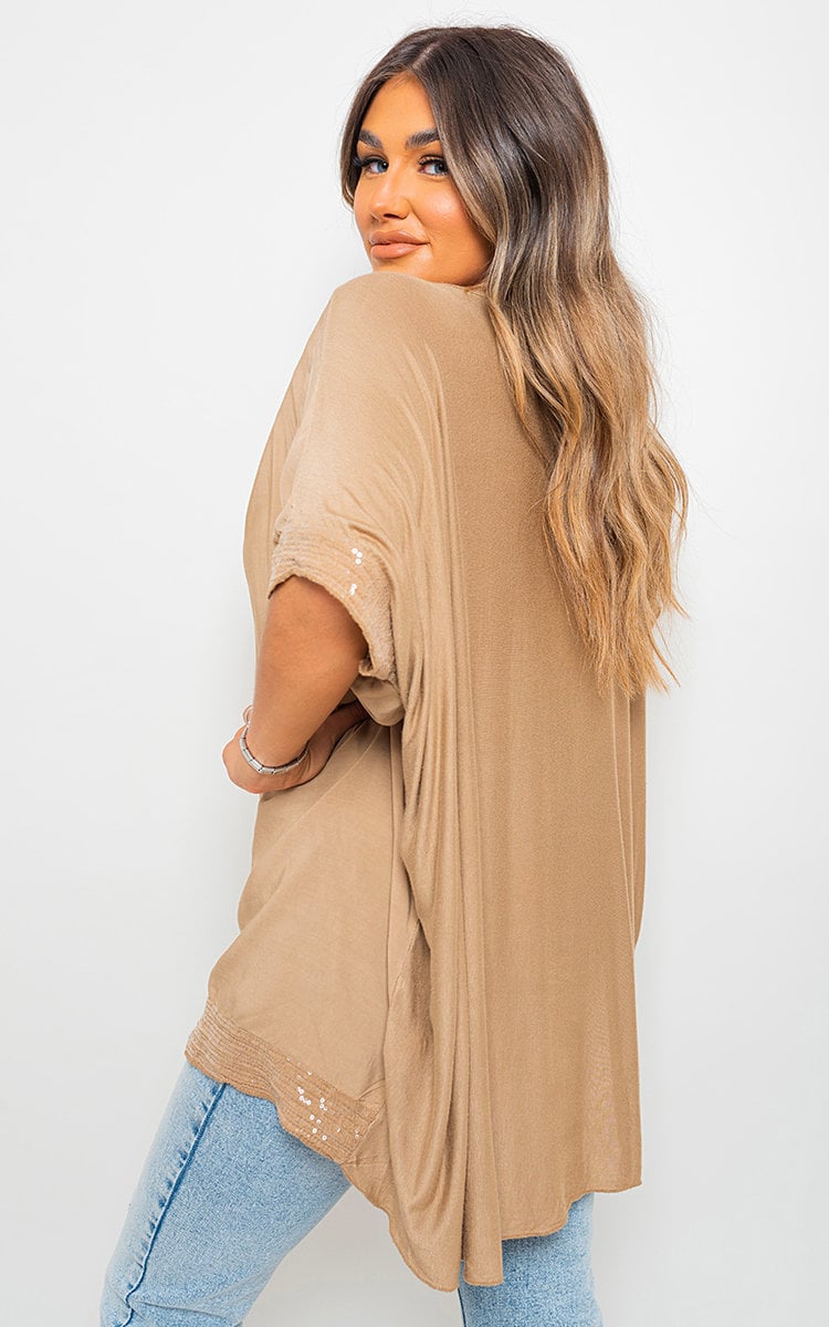 Oversized Sequin Trim Top-6