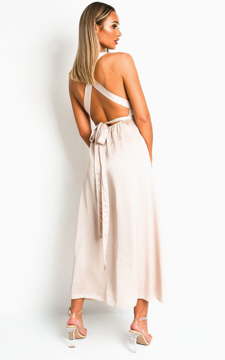 Backless Sequin Midi Dress-2