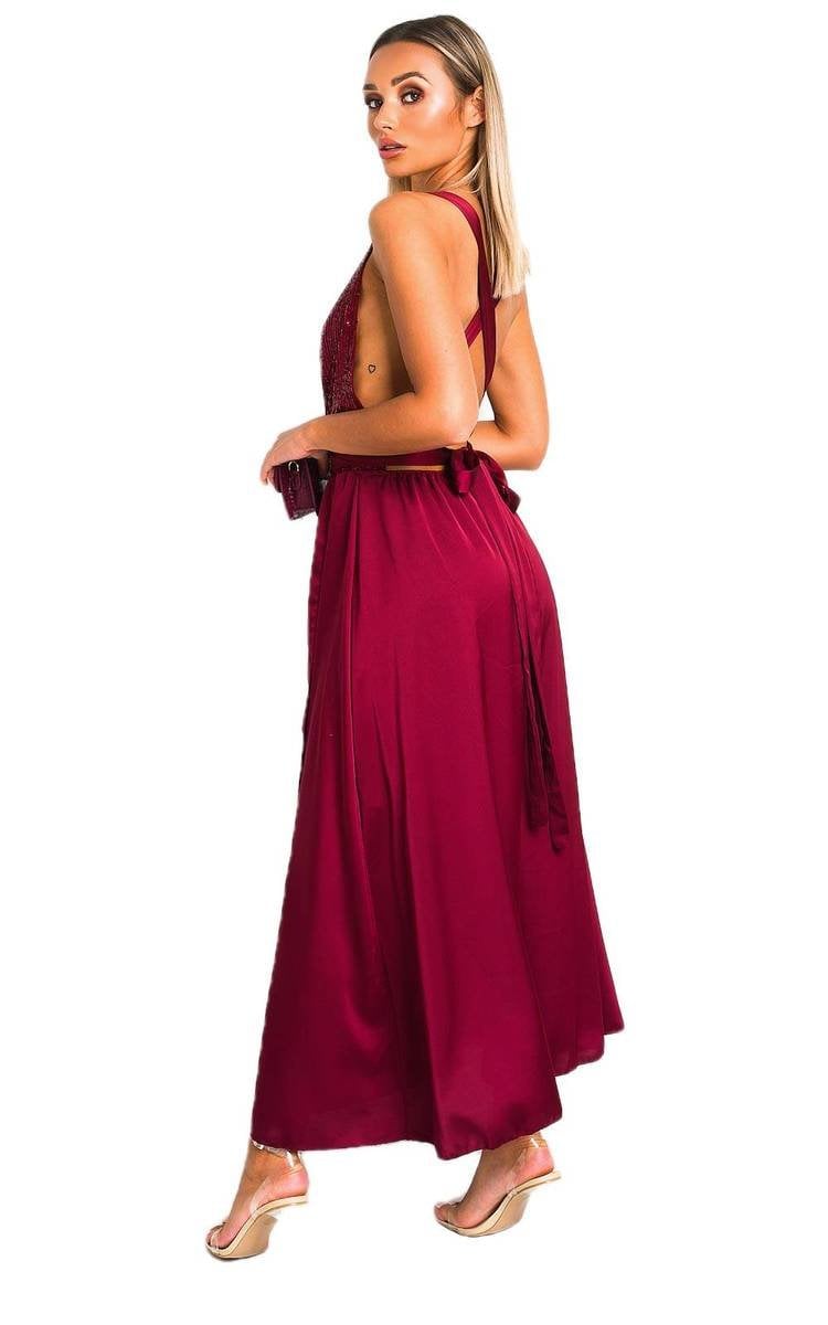 Backless Sequin Midi Dress-5