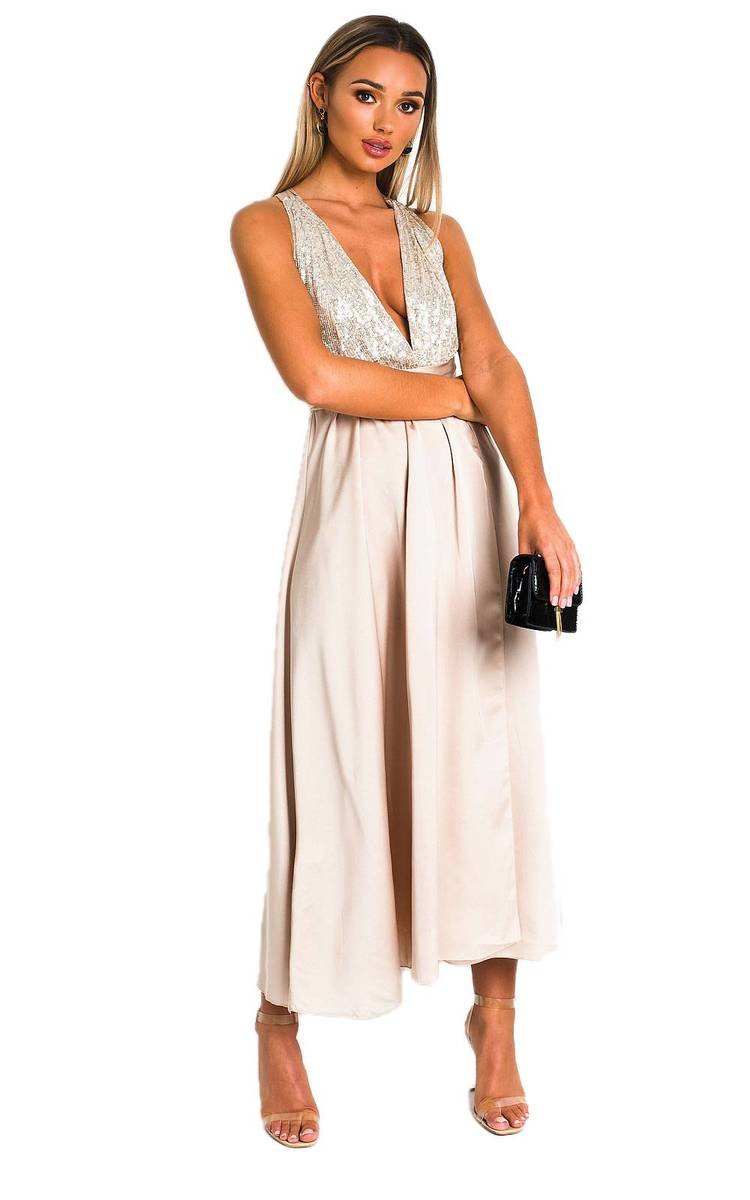 Backless Sequin Midi Dress-4