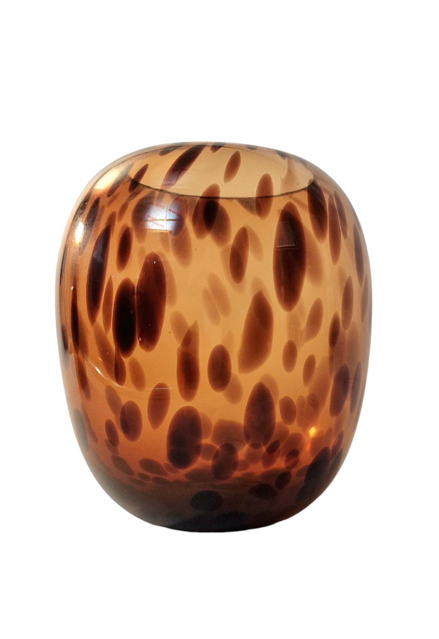 Leopard Print Glass Vase 26cm-0