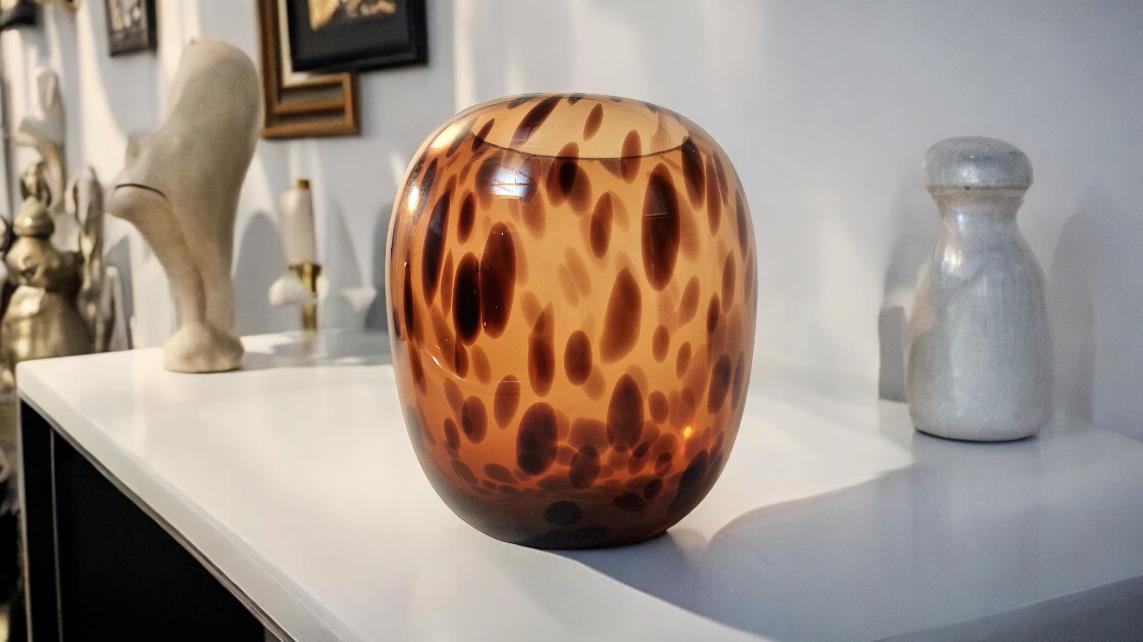Leopard Print Glass Vase 26cm-2