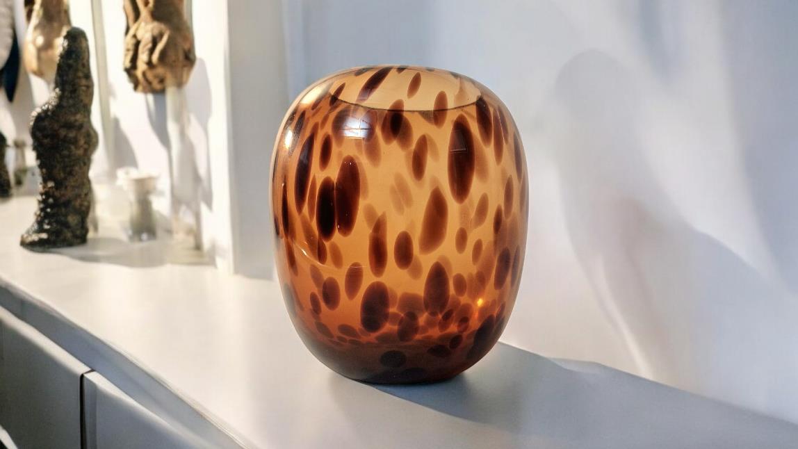 Leopard Print Glass Vase 26cm-3