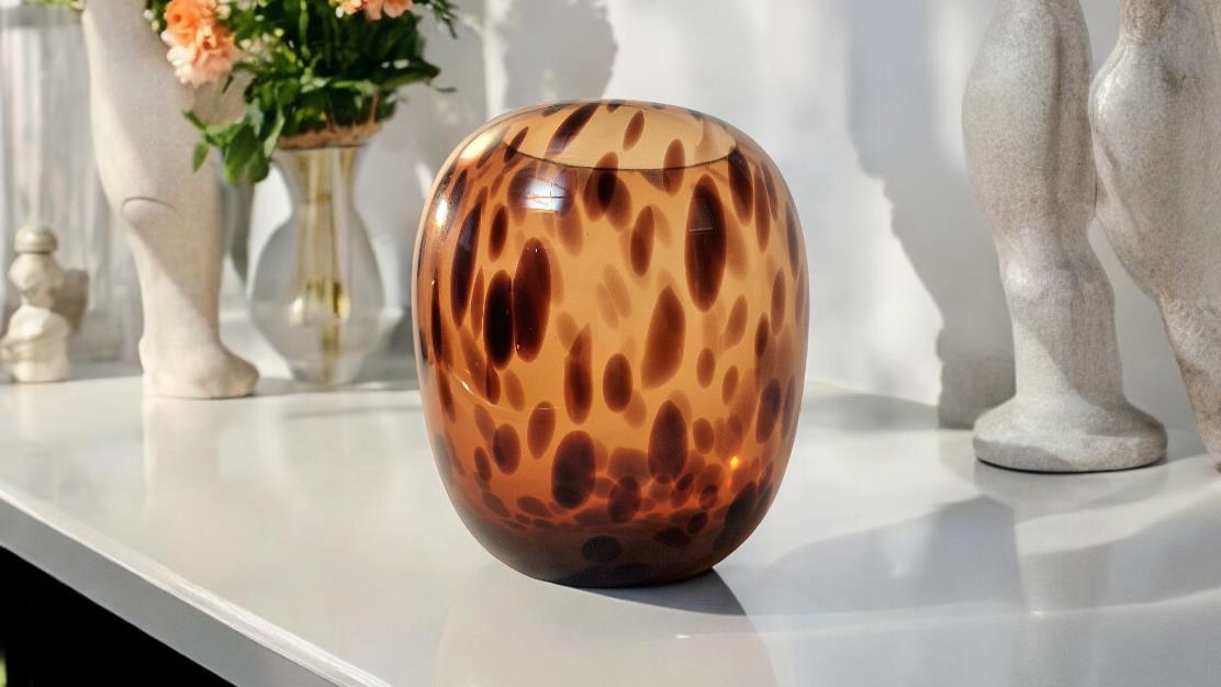 Leopard Print Glass Vase 26cm-4