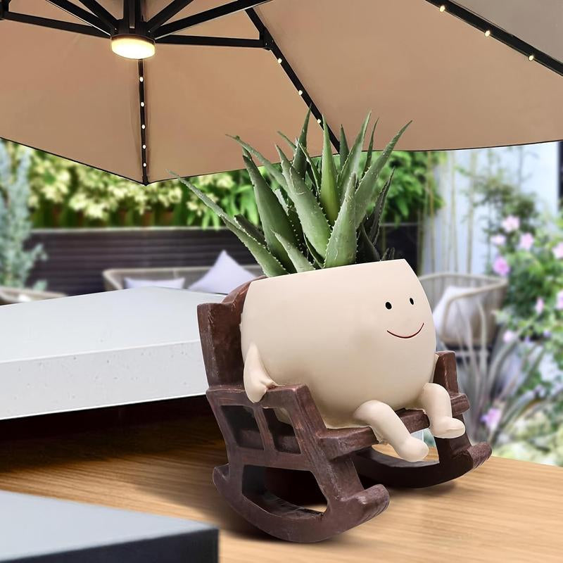 Cartoon Design Resin Vase (Without Plant), Cute Chair Design Vase with Drain Hole, Decorative Flower Pot for Home Office Desk, Home Decor, Ornaments, Modern