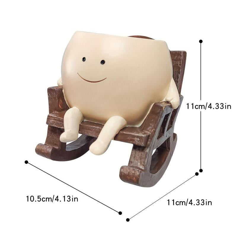 Cartoon Design Resin Vase (Without Plant), Cute Chair Design Vase with Drain Hole, Decorative Flower Pot for Home Office Desk, Home Decor, Ornaments, Modern