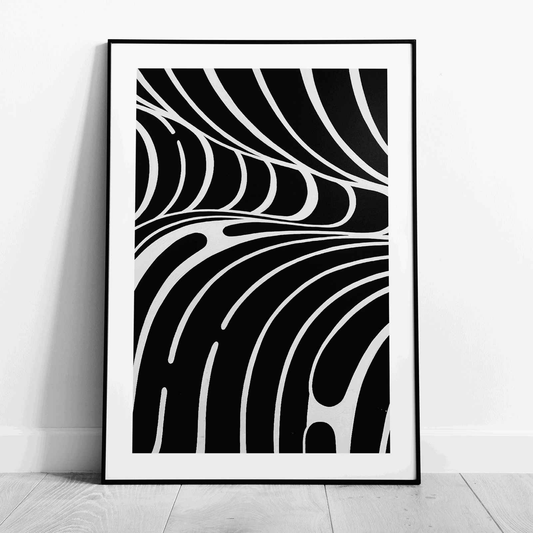 Black & White Abstract Lines - Rolled Poster Wall Art Print-0