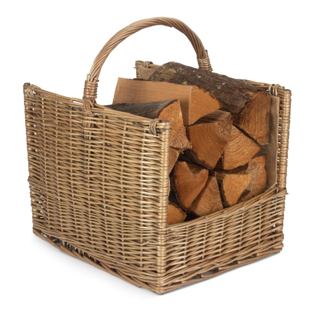 Antique Wash Open End Wicker Log Basket-0