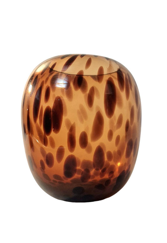 Leopard Print Glass Vase 26cm-0